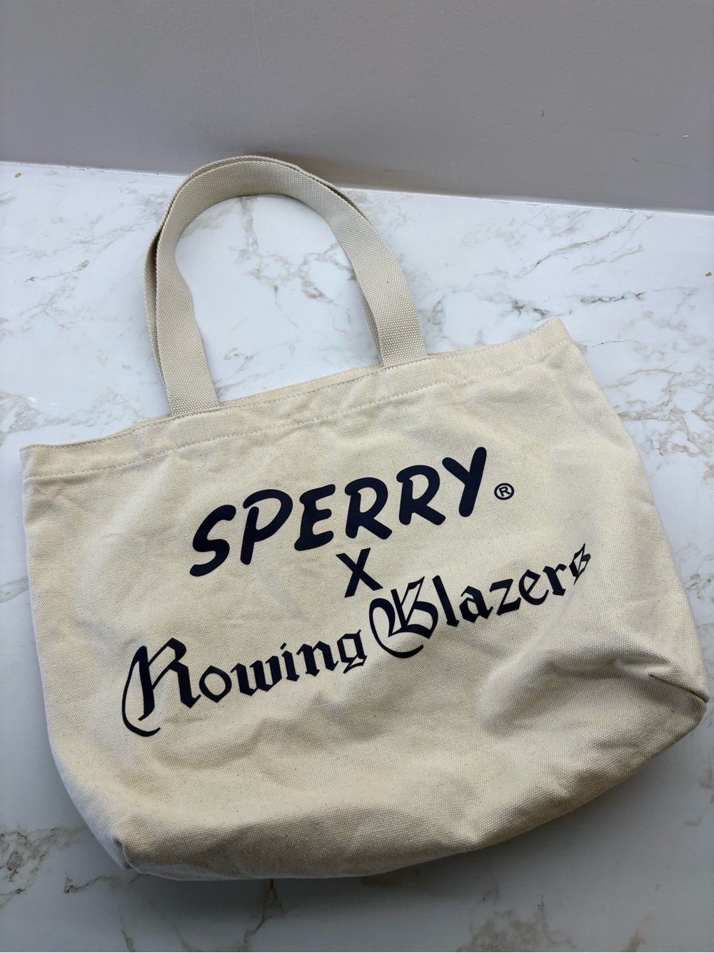 Sperry x Rowing Blazers Natural Canvas Tote with Navy Logo
